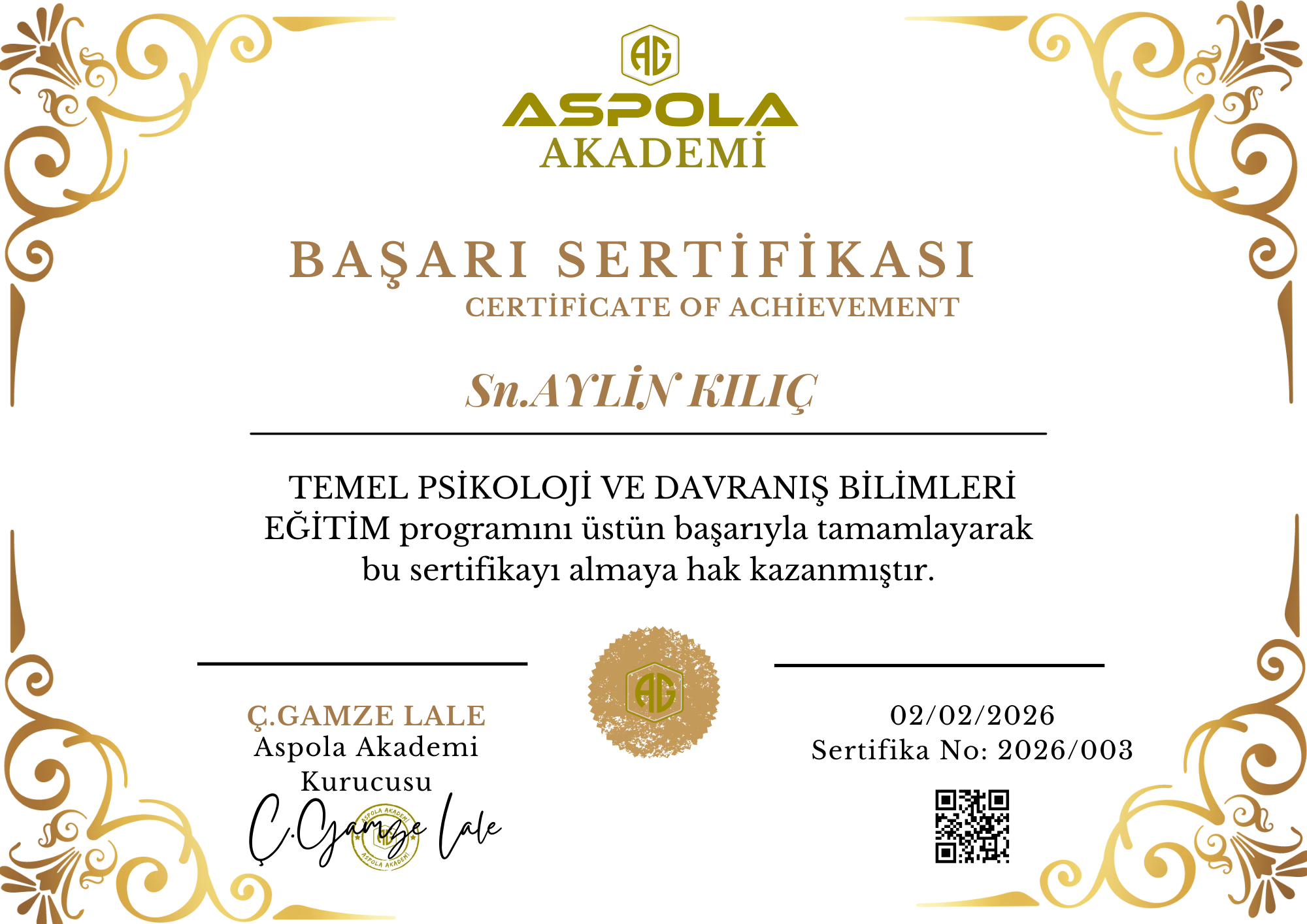 Başarı Sertifikamız